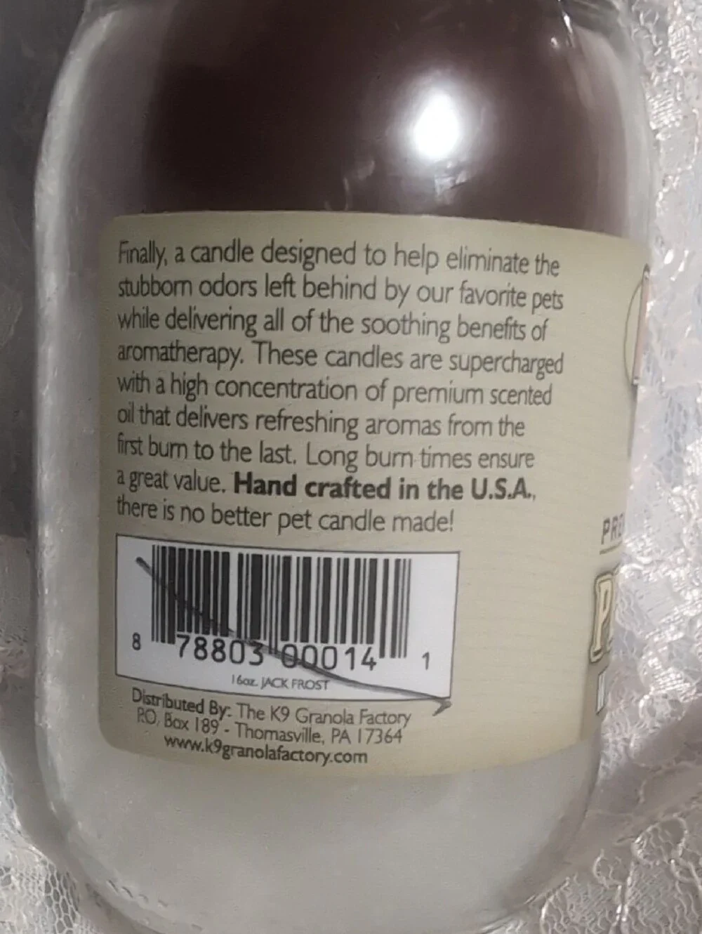 K9 Granola Factory Two-Tone Brown & White Pet Candle - Pet Odor Neutralizer